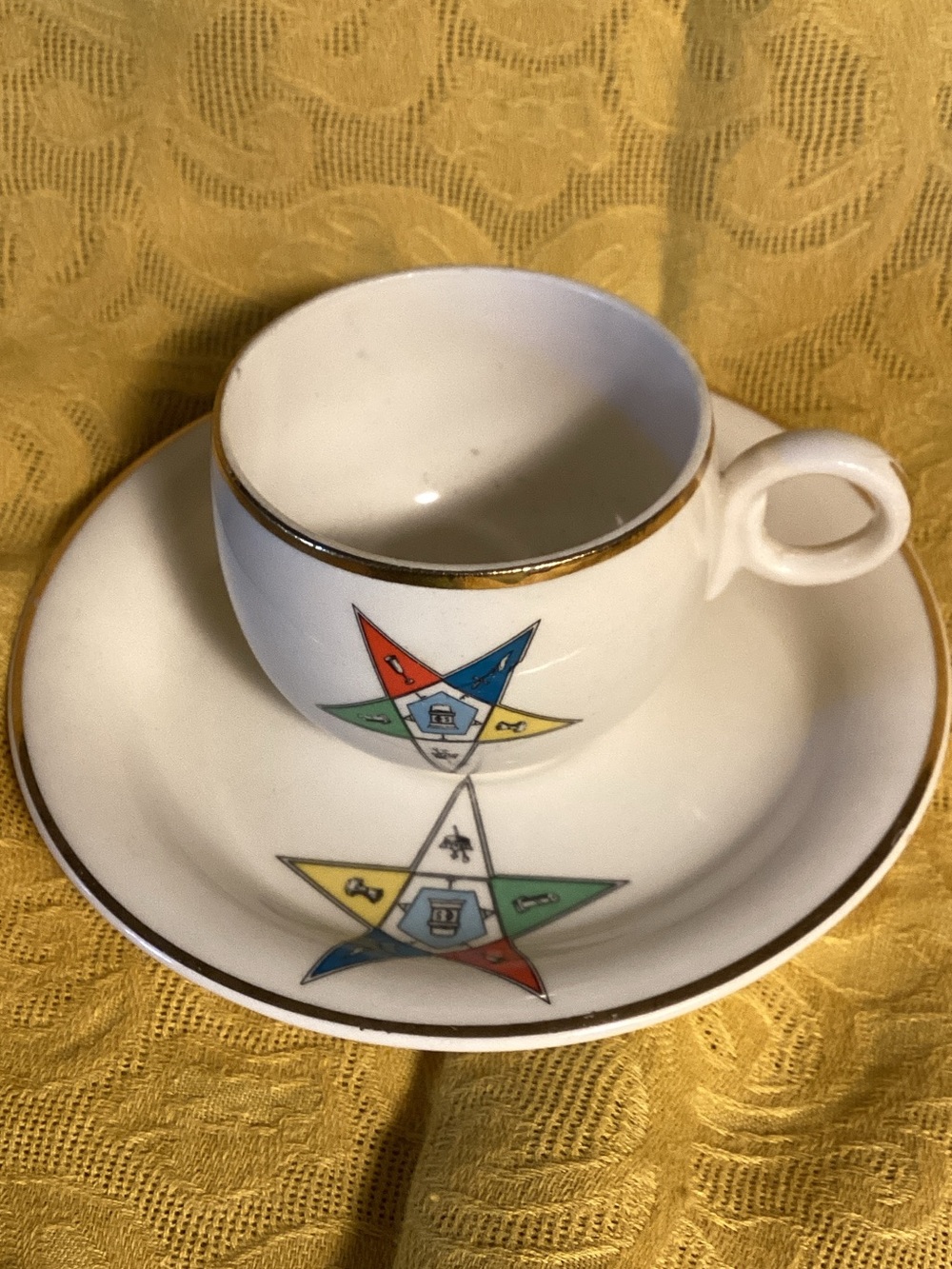 Vintage Eastern Star Masonic Demitasse cup and Saucer Set.